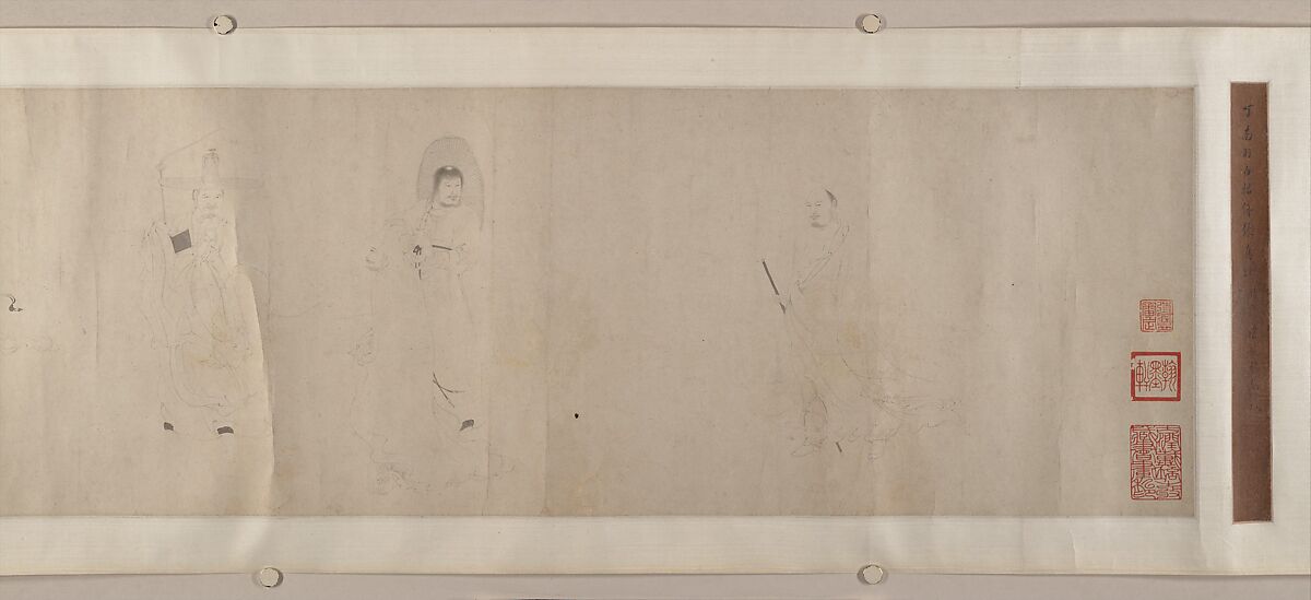 The Eighteen Luohans, After Ding Yunpeng (Chinese, 1547–ca. 1621), Handscroll; ink on paper, China