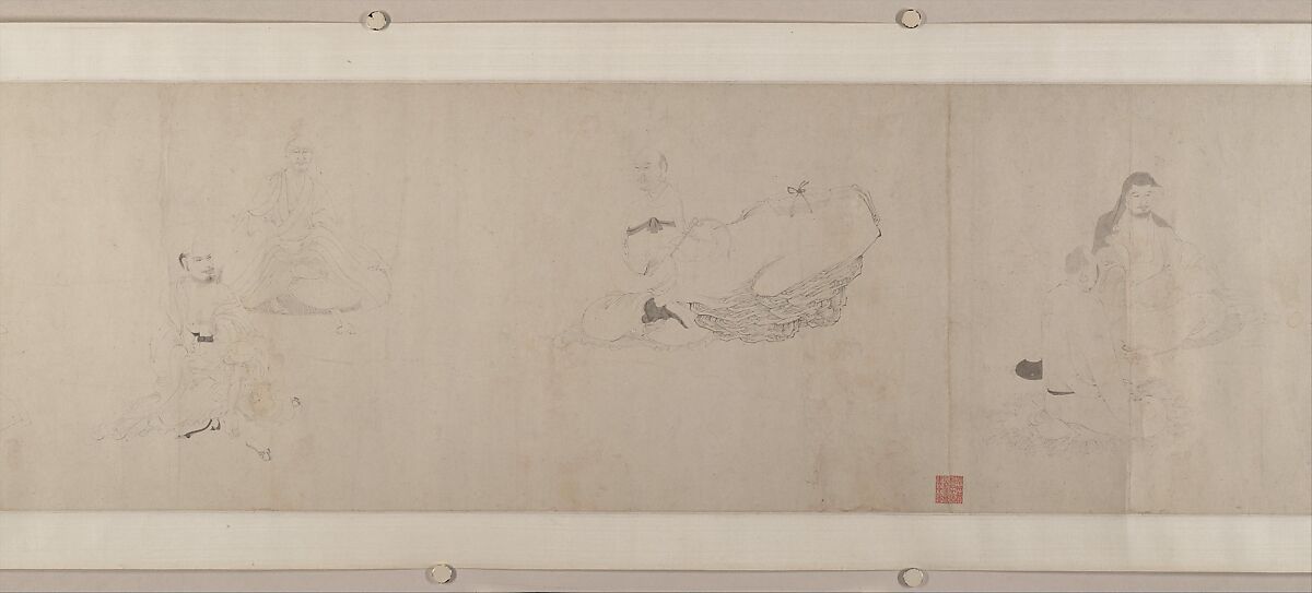 The Eighteen Luohans, After Ding Yunpeng (Chinese, 1547–ca. 1621), Handscroll; ink on paper, China