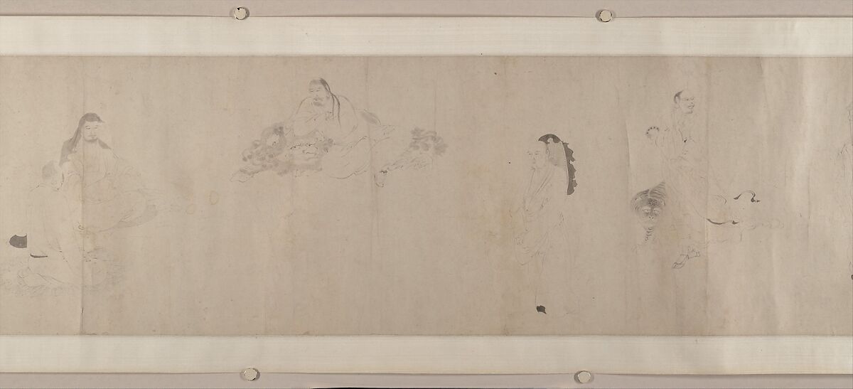 The Eighteen Luohans, After Ding Yunpeng (Chinese, 1547–ca. 1621), Handscroll; ink on paper, China