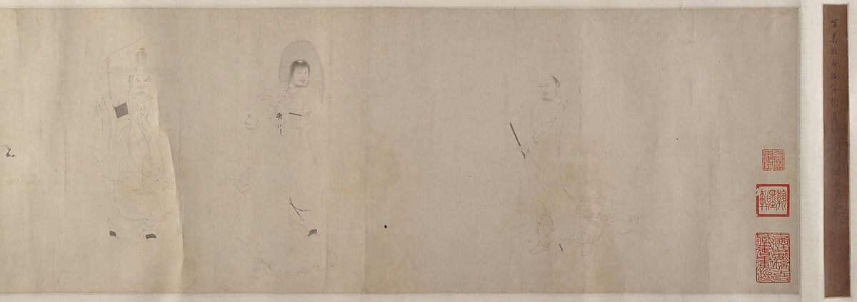 The Eighteen Luohans, After Ding Yunpeng (Chinese, 1547–ca. 1621), Handscroll; ink on paper, China 