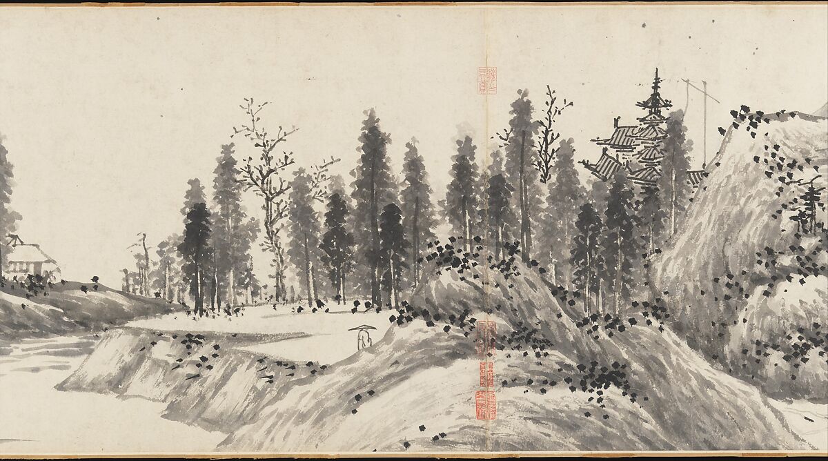 Joint Landscape, Shen Zhou (Chinese, 1427–1509), Handscroll; ink on paper, China