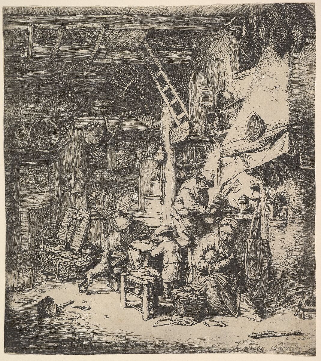 The Family, Adriaen van Ostade (Dutch, Haarlem 1610–1685 Haarlem), Etching 