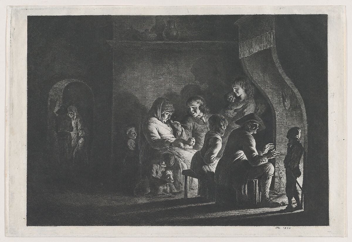Evening in the Village, Jean Jacques de Boissieu (French, Lyons 1736–1810 Lyons), Etching with drypoint, burin and roulette; third state of three 