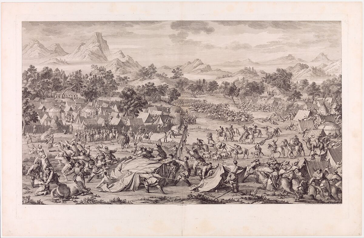 The Battle at Oroi-jalatu, Jacques Philippe Le Bas (French, Paris 1707–1783 Paris), Etching and engraving