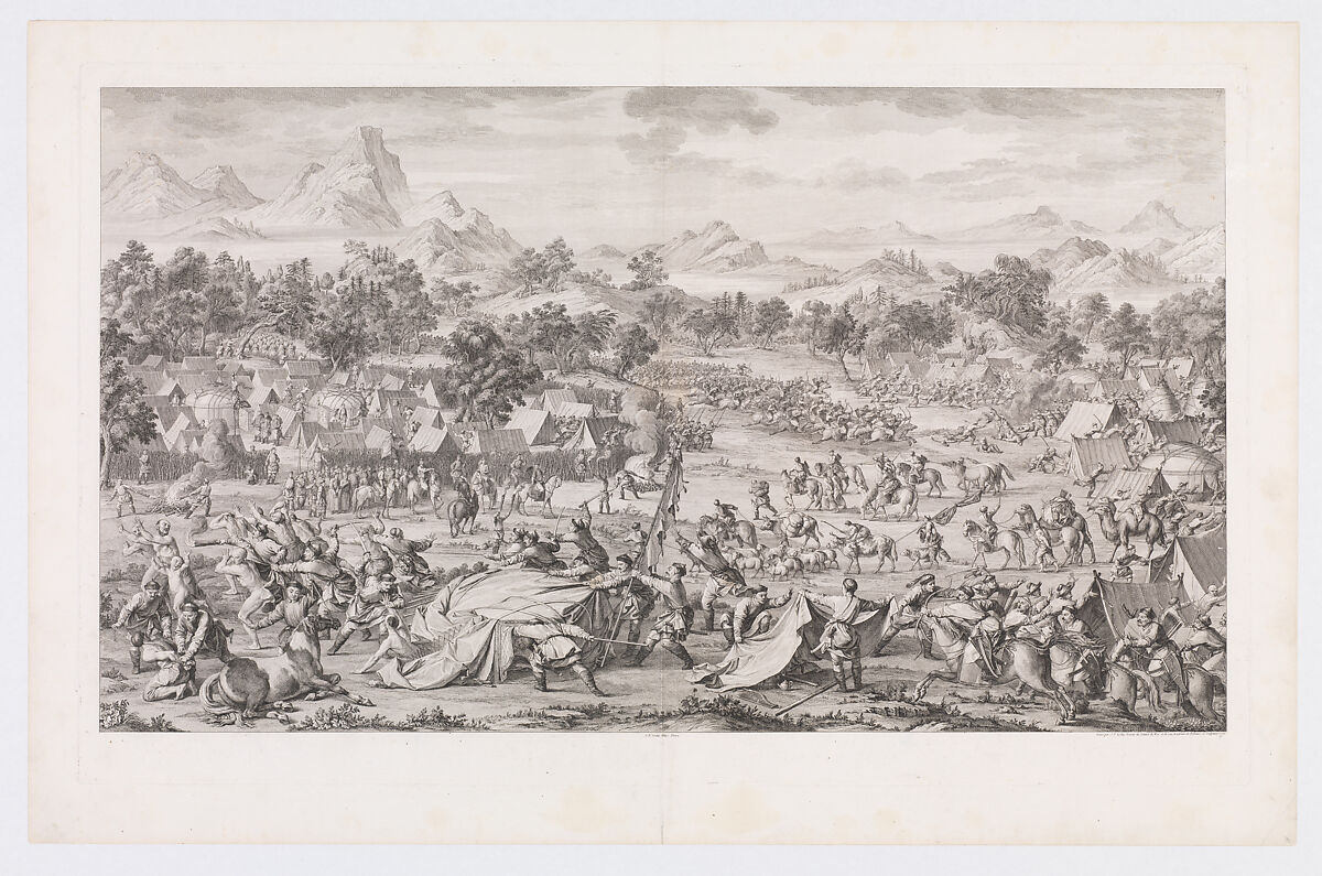 The Battle at Oroi-jalatu, Jacques Philippe Le Bas (French, Paris 1707–1783 Paris), Etching and engraving 