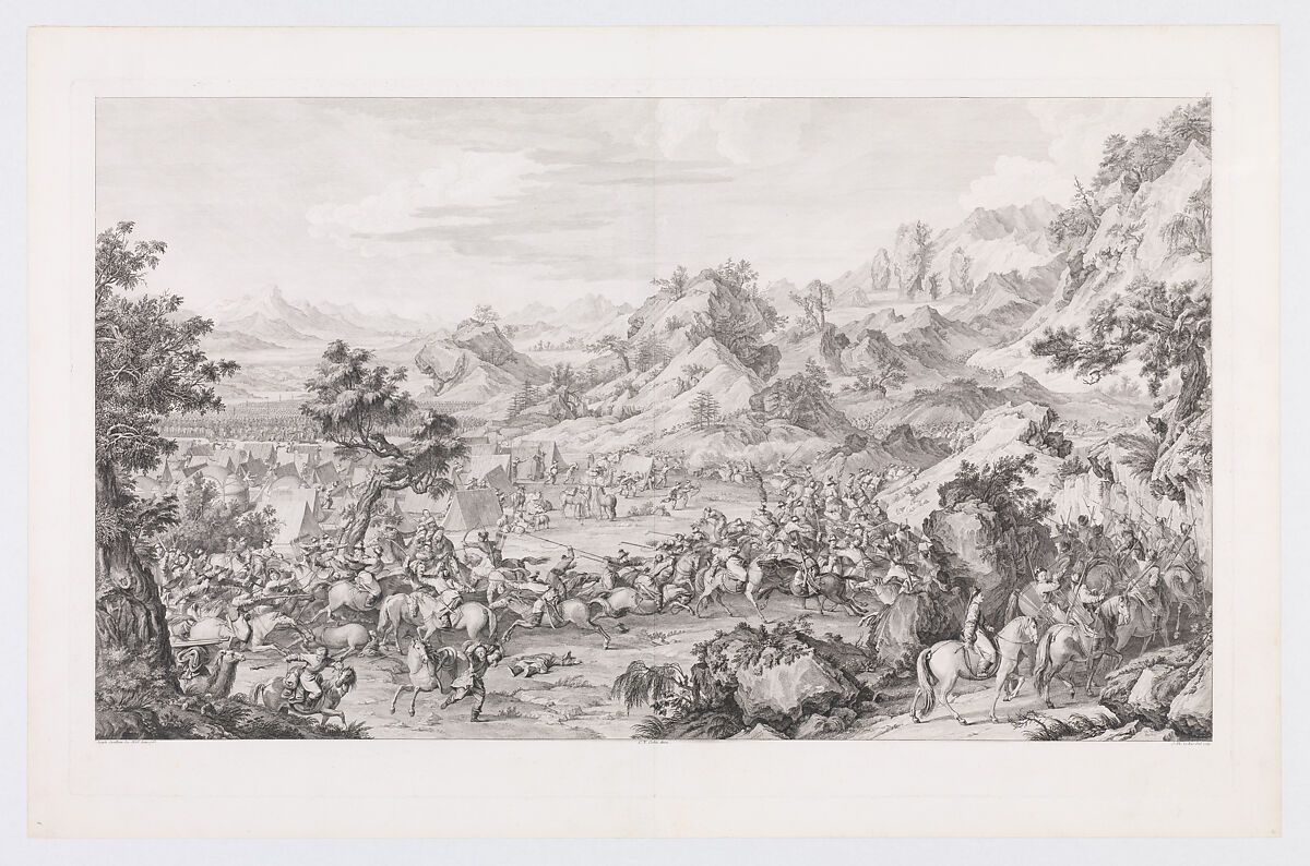 Storming the Camp at Mount Gadan, Jacques Philippe Le Bas (French, Paris 1707–1783 Paris), Etching and engraving