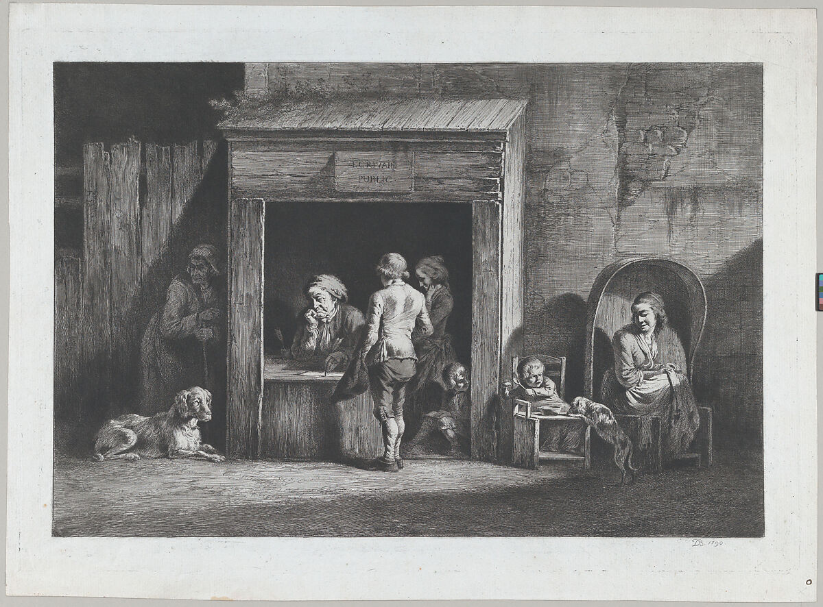 The Public Scrivener, Jean Jacques de Boissieu (French, Lyons 1736–1810 Lyons), Etching with drypoint and roulette; fourth state of four 