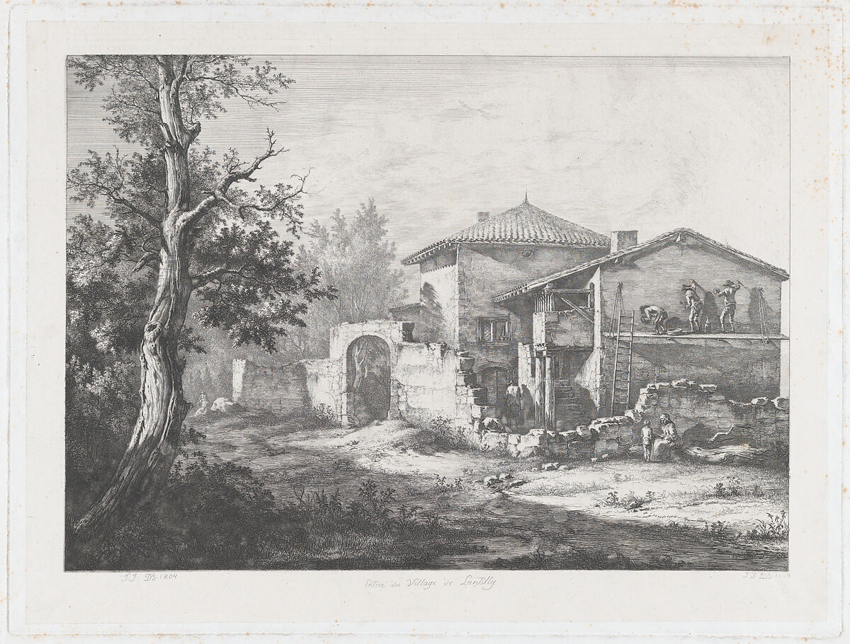 Entrance to the Village of Lentilly, Jean Jacques de Boissieu (French, Lyons 1736–1810 Lyons), Etching with drypoint, burin and roulette; second state of two 