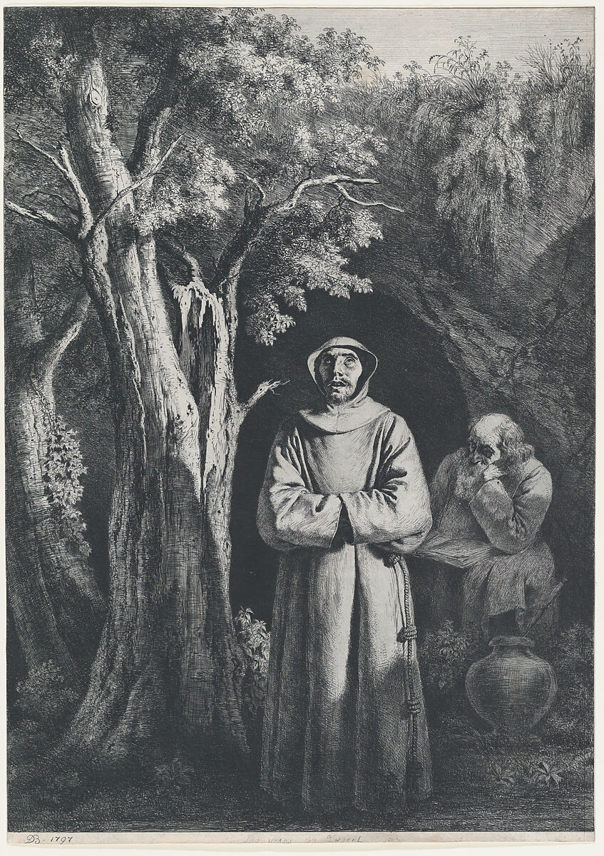 Monks in the Desert, Jean Jacques de Boissieu (French, Lyons 1736–1810 Lyons), Etching with drypoint and roulette; fourth state of six 