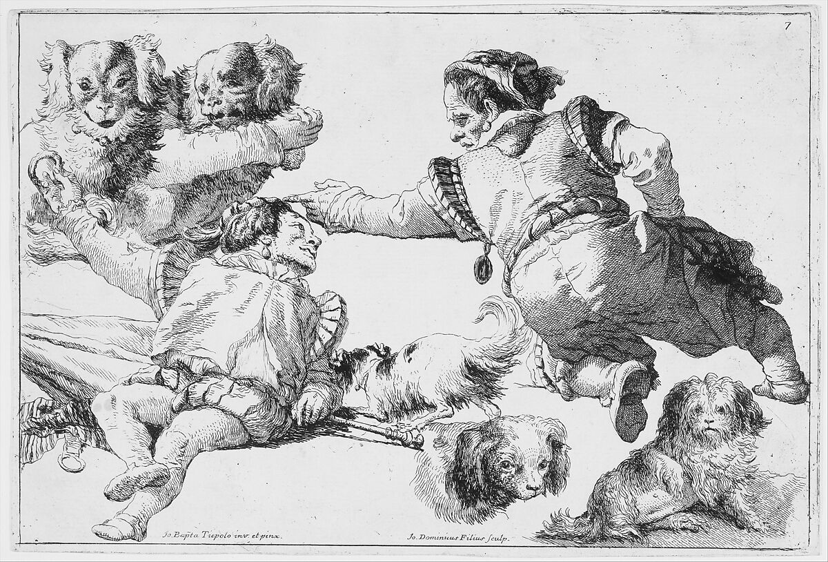 Studies of Dwarfs and Dogs, Giovanni Domenico Tiepolo (Italian, Venice 1727–1804 Venice), Etching 