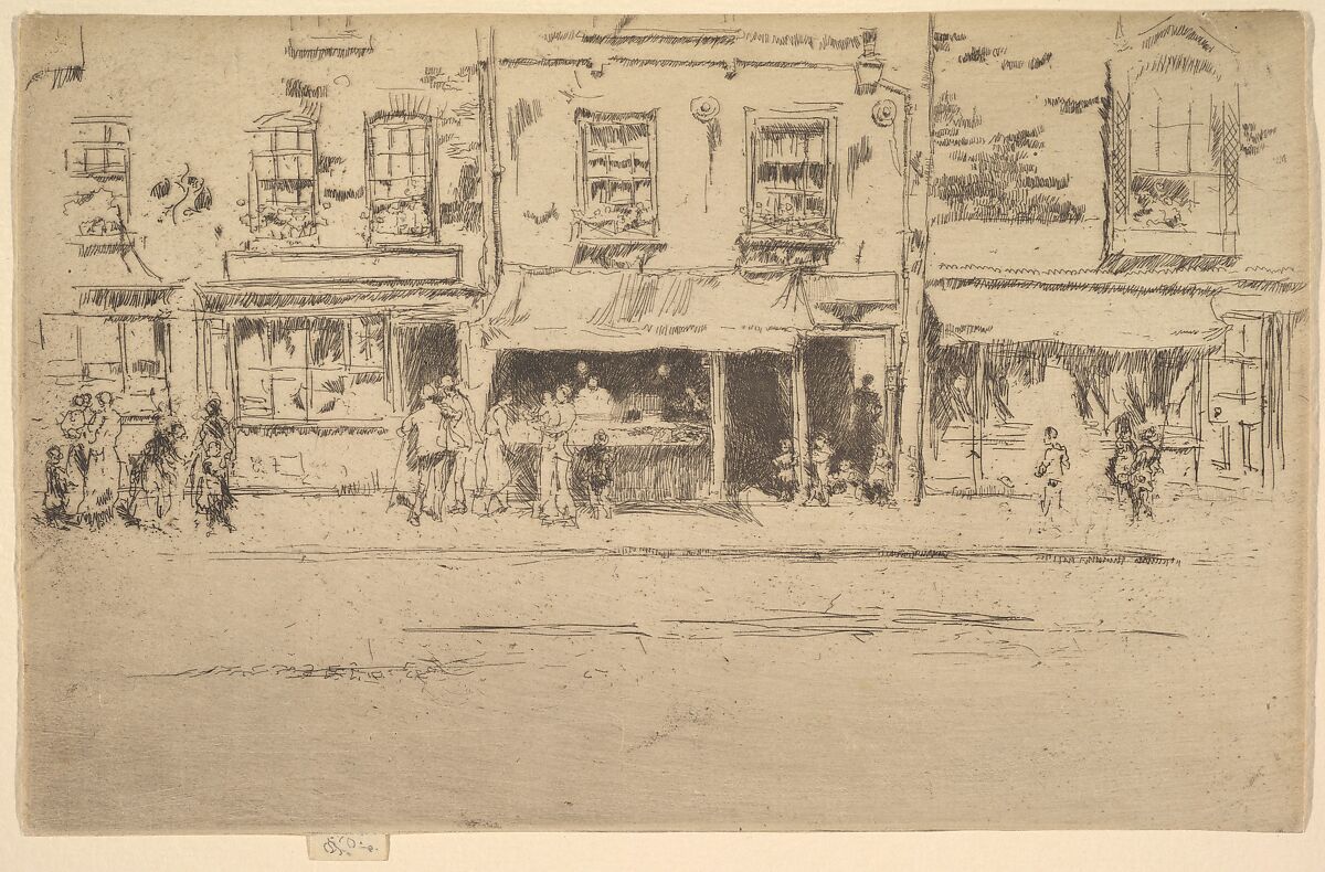 The Fish Shop, Busy Chelsea (Fish Shop, Chelsea), James McNeill Whistler (American, Lowell, Massachusetts 1834–1903 London), Etching; second state of two (Glasgow) 