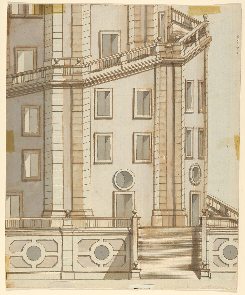 Vaulted Hall with Candelabra, Ferdinando Galli Bibiena (Italian, Bologna 1657–1743 Bologna), Pen, ink, and wash