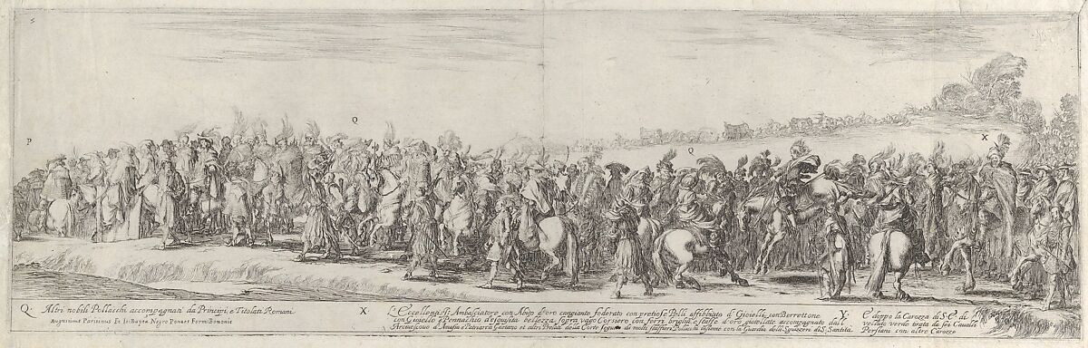 Entry of the Polish Ambassador into Rome, Stefano della Bella (Italian, Florence 1610–1664 Florence), Etching; first or second state of three