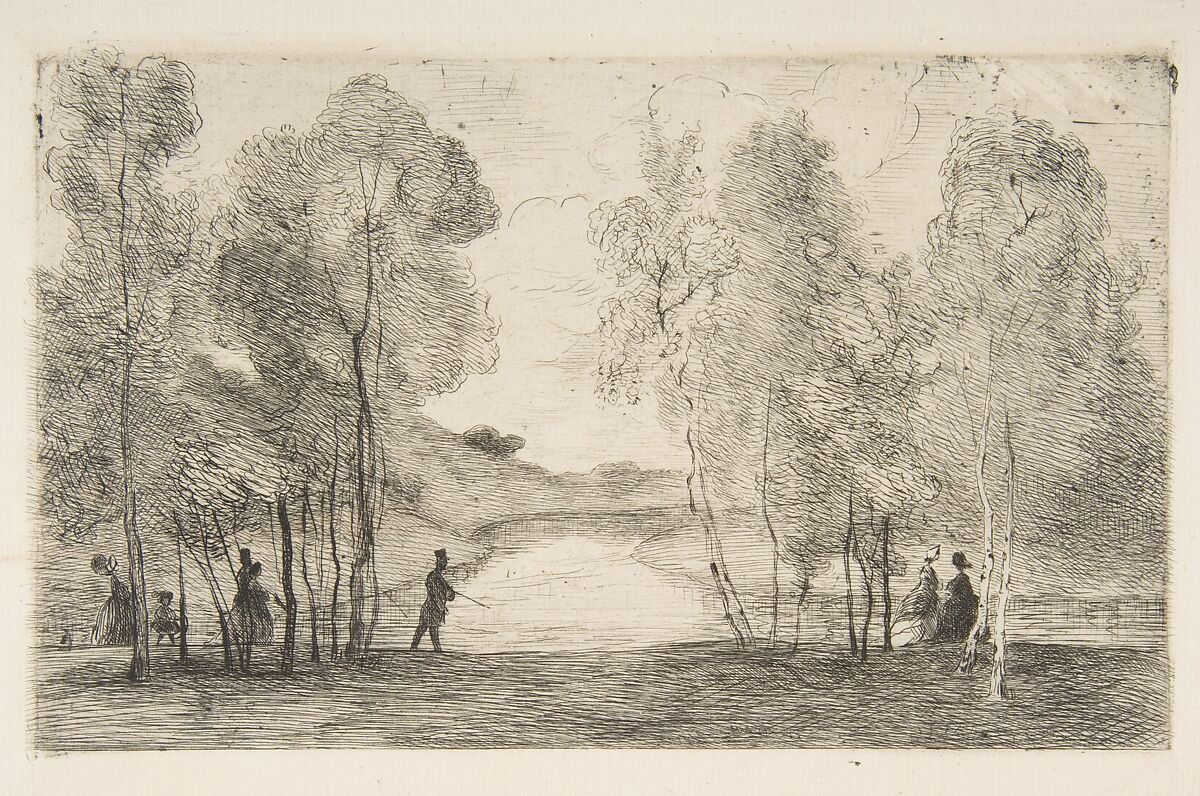 La lac du Bois de Boulogne, Félix Bracquemond (French, Paris 1833–1914 Sèvres), Etching; second state of two 