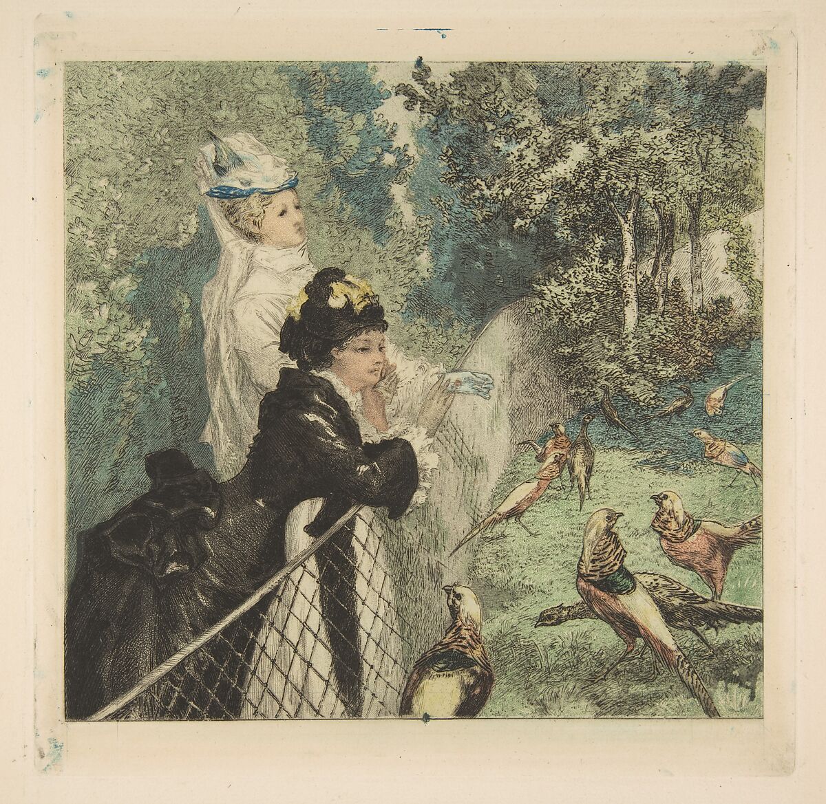 In the Zoological Garden, Félix Bracquemond (French, Paris 1833–1914 Sèvres), Etching, drypoint, and aquatint printed in color; seventh state of seven 