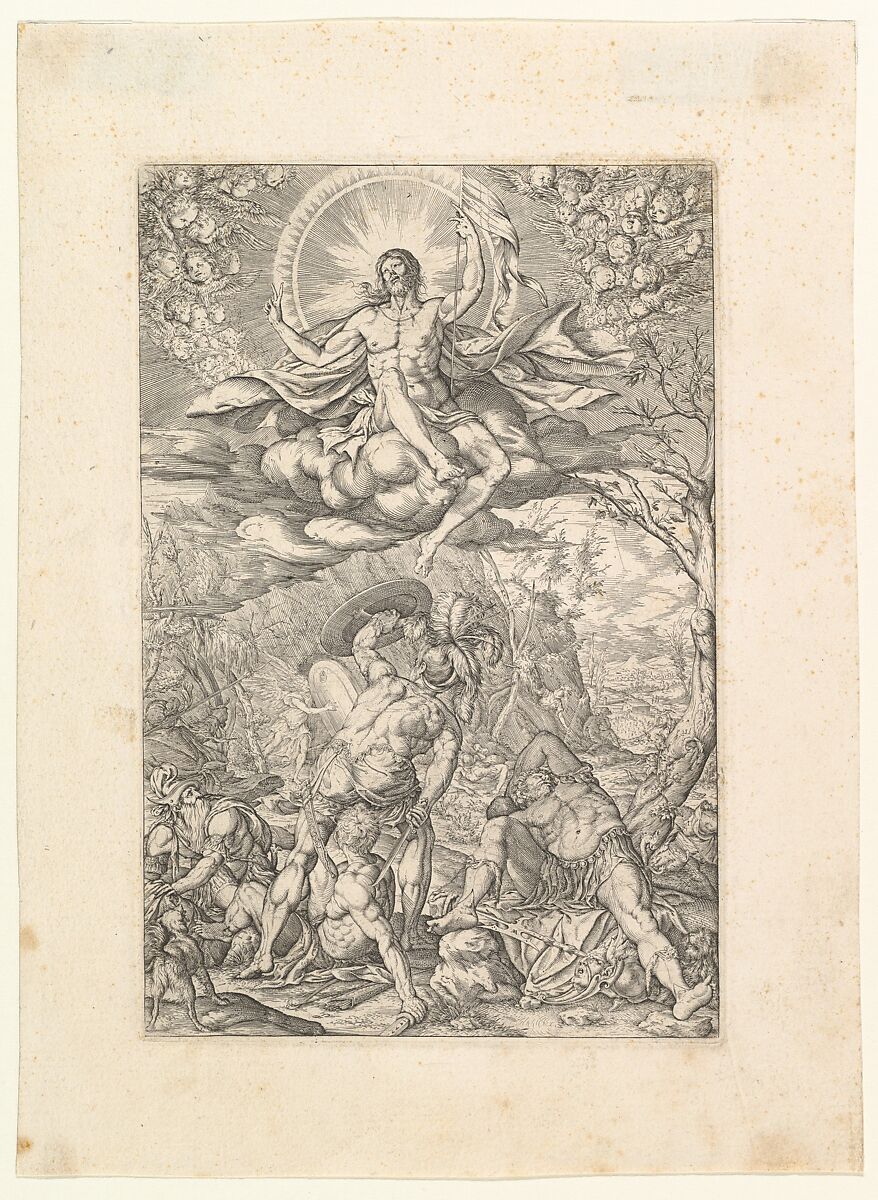 The Resurrection, Melchior Meier (German, active Italy, ca. 1572–82), Engraving 