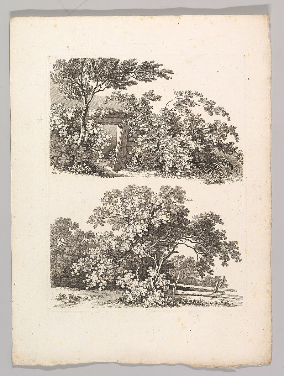 Studienblätter für Landschaftzeichner, Adrian Zingg (Swiss, St. Gallen 1734–1816 Leipzig), Etching and letterpress text in original lithographed, ochre-colored paper cover