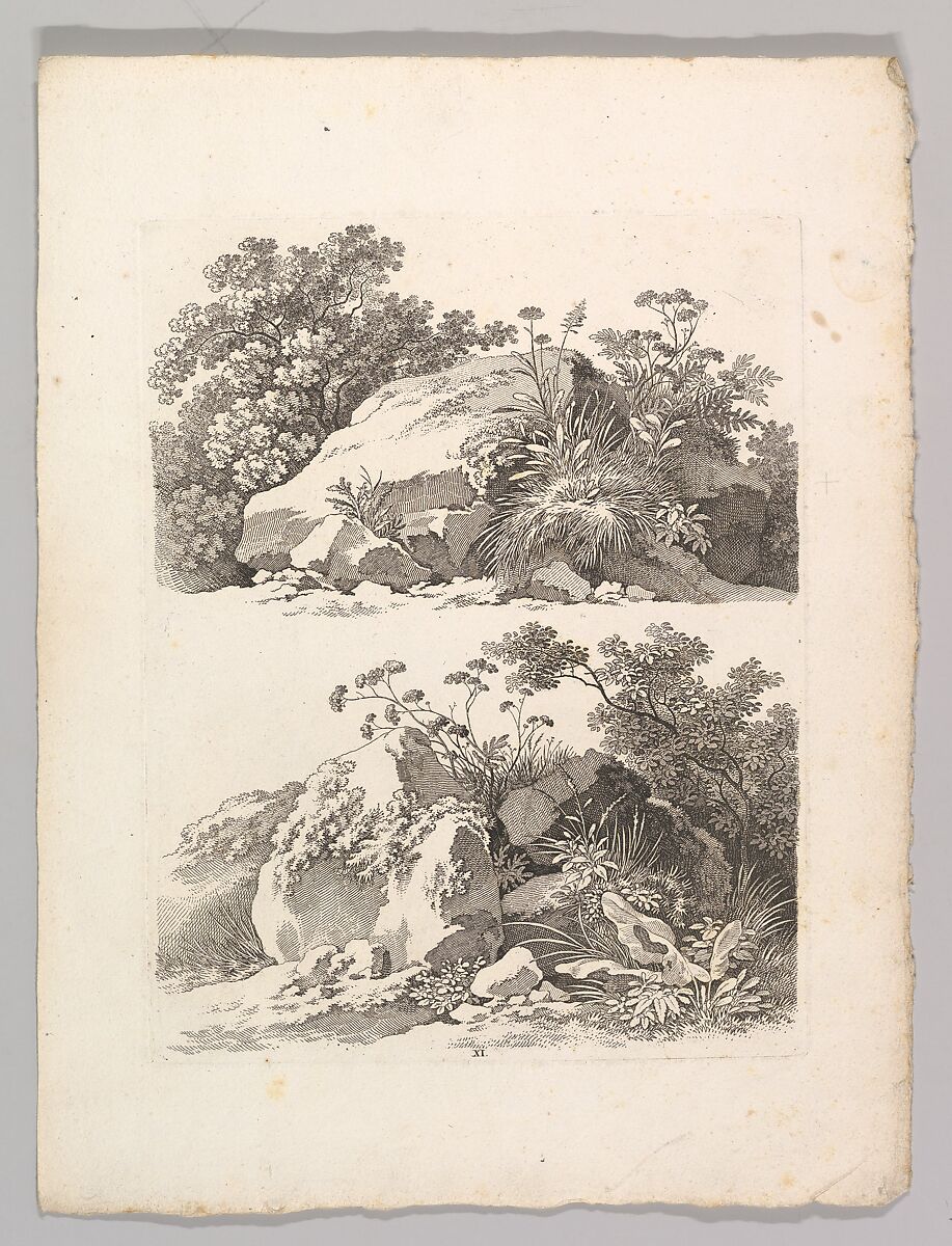 Studienblätter für Landschaftzeichner, Adrian Zingg (Swiss, St. Gallen 1734–1816 Leipzig), Etching and letterpress text in original lithographed, ochre-colored paper cover