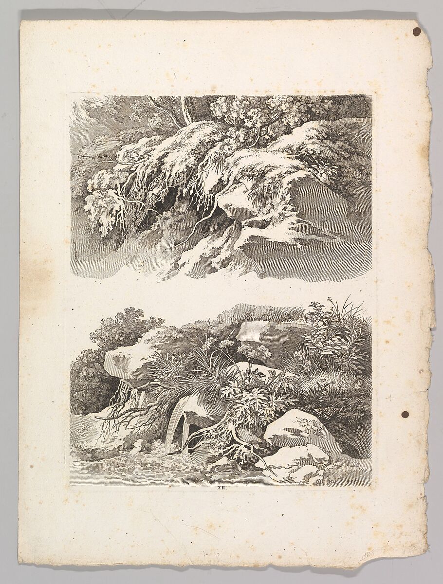 Studienblätter für Landschaftzeichner, Adrian Zingg (Swiss, St. Gallen 1734–1816 Leipzig), Etching and letterpress text in original lithographed, ochre-colored paper cover