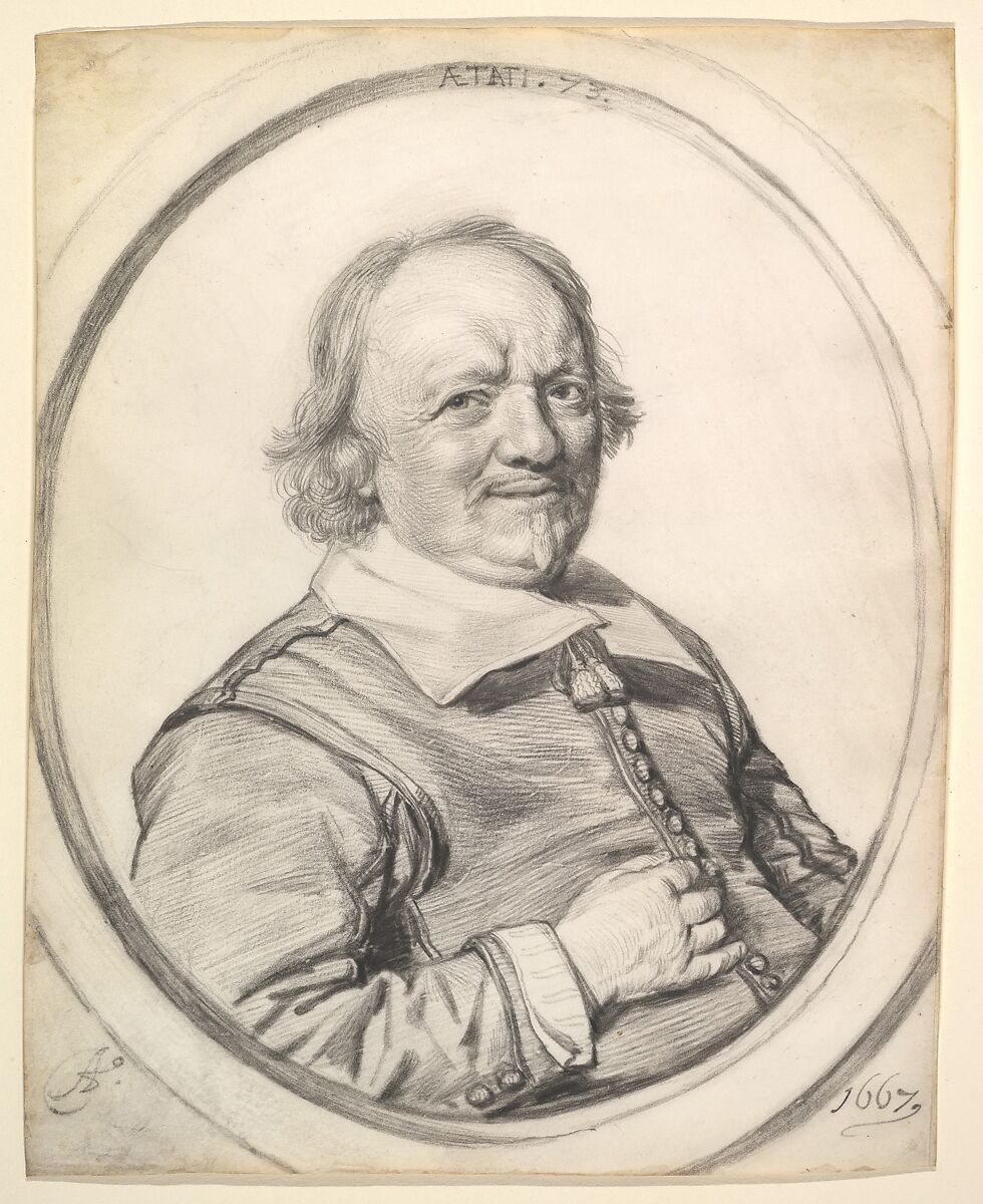 Portrait of a Gentleman Aged 73, Anonymous, Dutch, 17th century, Black chalk 