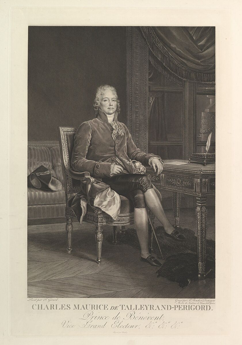 Portrait of Charles Maurice de Talleyrand-Périgord, Auguste Gaspard Louis Boucher Desnoyers (French, Paris 1779–1857 Paris), Engraving with etching; third state of three 