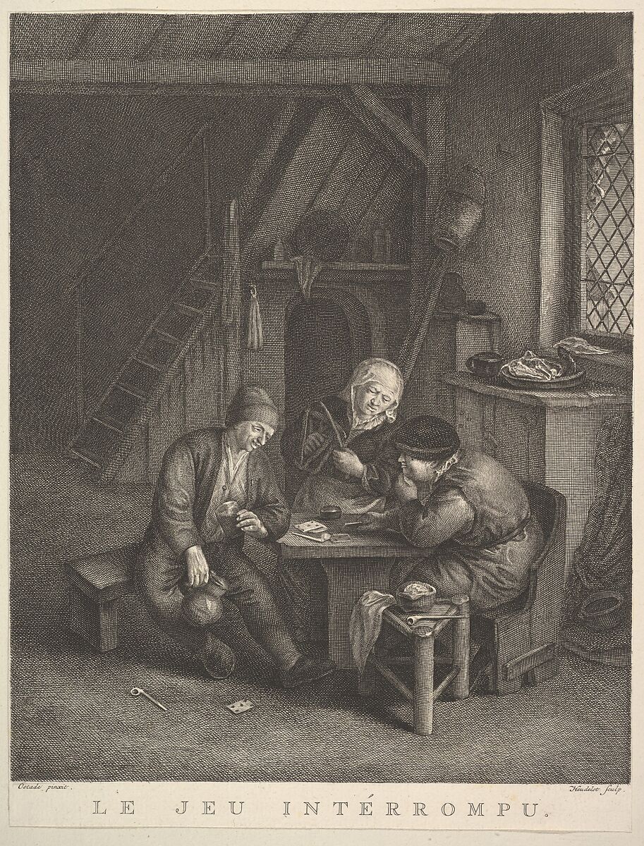 The Interrupted Game (Le Jeu intérrompu), Jean Heudelot (French, Montpellier ca. 1730–1768), Etching 