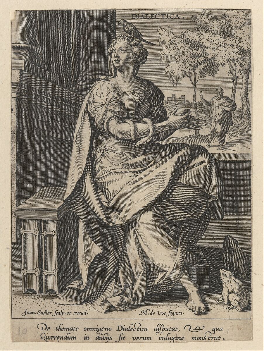 Dialectica from Seven Liberal Arts, Johann Sadeler I (Netherlandish, Brussels 1550–1600/1601 Venice), Engraving 