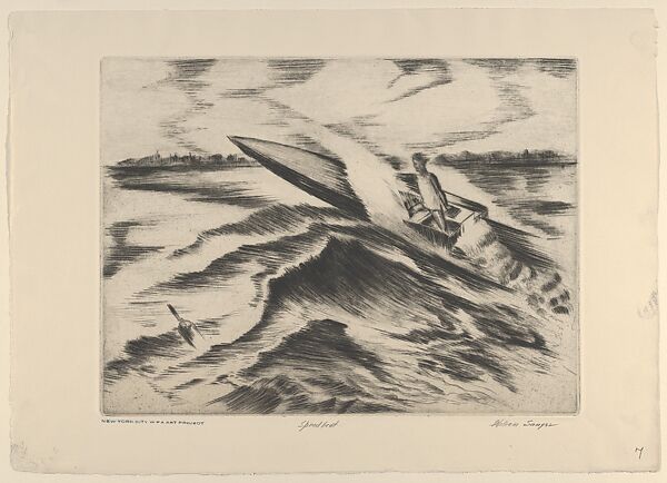 Speedboat, William Sanger (American, Brooklyn, New York 1875–1961 New York), Etching 