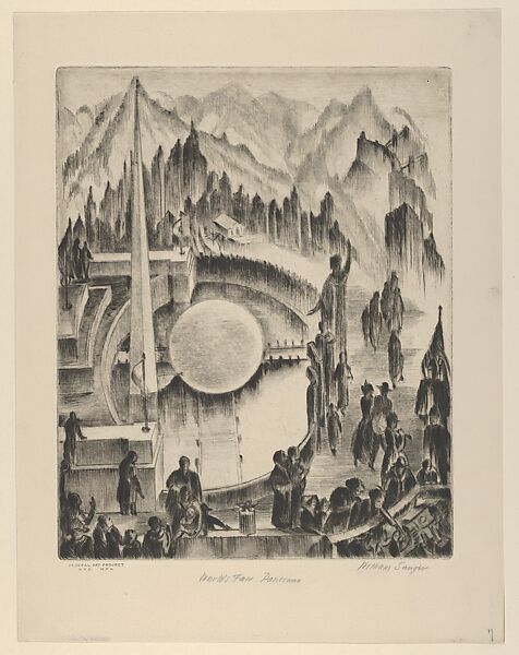 Worlds Fair Panorama, William Sanger (American, Brooklyn, New York 1875–1961 New York), Drypoint 