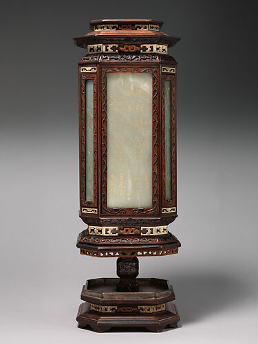 One of a pair of lamps with archaic-style calligraphy
