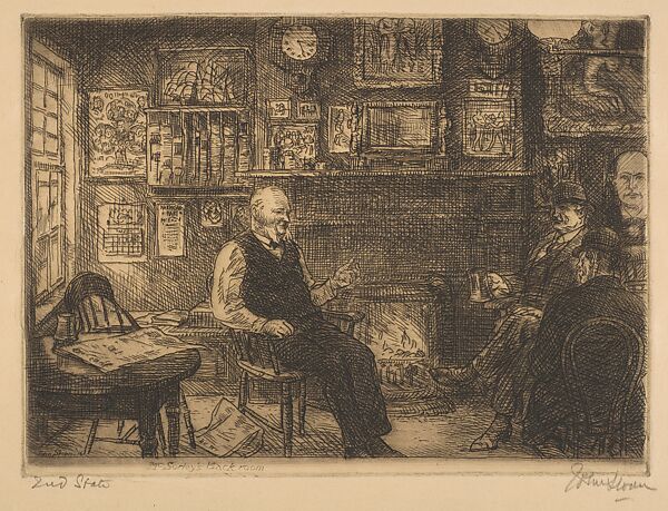 McSorley's Back Room, John Sloan (American, Lock Haven, Pennsylvania 1871–1951 Hanover, New Hampshire), Etching, second state of three 
