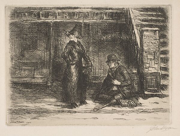 Girl and Beggar, John Sloan (American, Lock Haven, Pennsylvania 1871–1951 Hanover, New Hampshire), Etching 