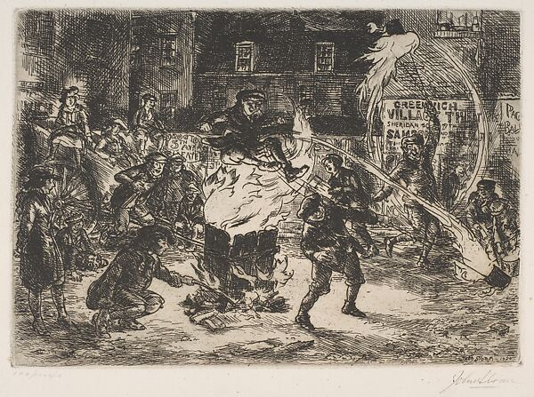 Bonfire, John Sloan (American, Lock Haven, Pennsylvania 1871–1951 Hanover, New Hampshire), Etching 