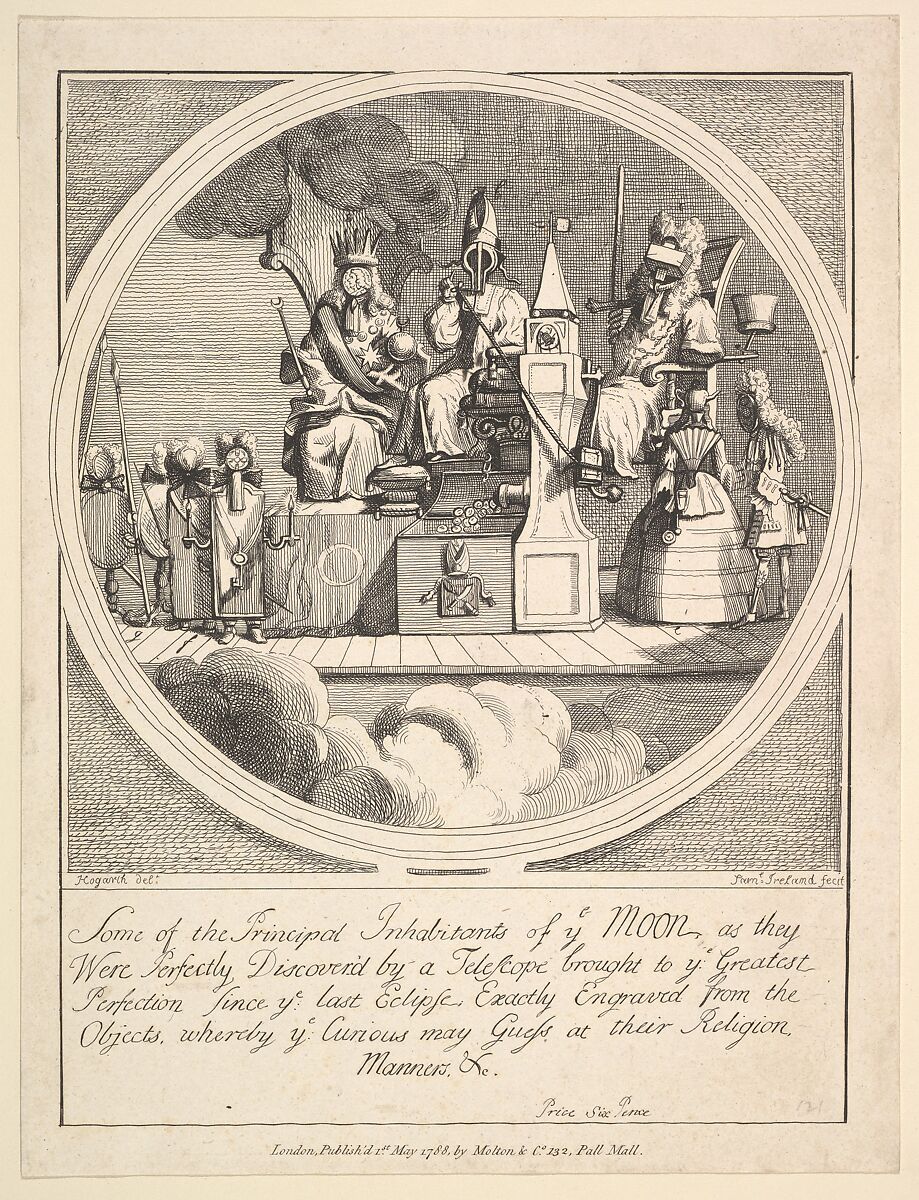 Some of the Principal Inhabitants of the Moon, as They Were Perfectly Discovered by a Telescope..., Samuel Ireland (British, active from ca. 1760, died London 1800), Etching and engraving 