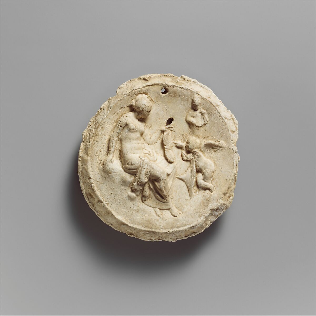 Emblema with Aphrodite and Eros, Plaster, Mediterranean