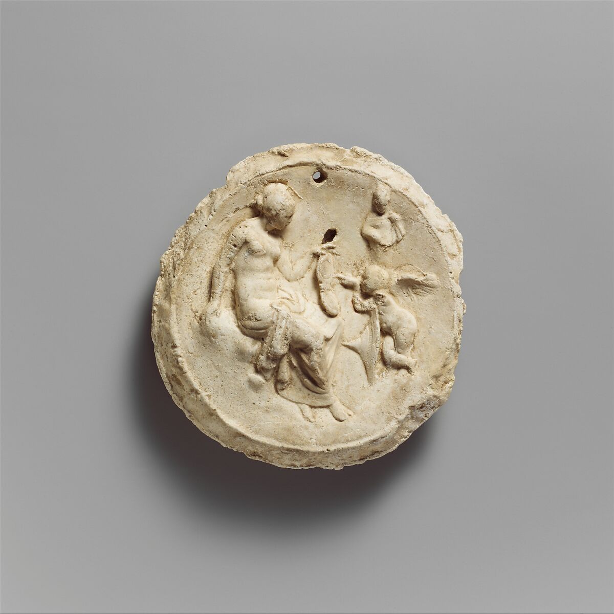 Emblema with Aphrodite and Eros, Plaster, Mediterranean 