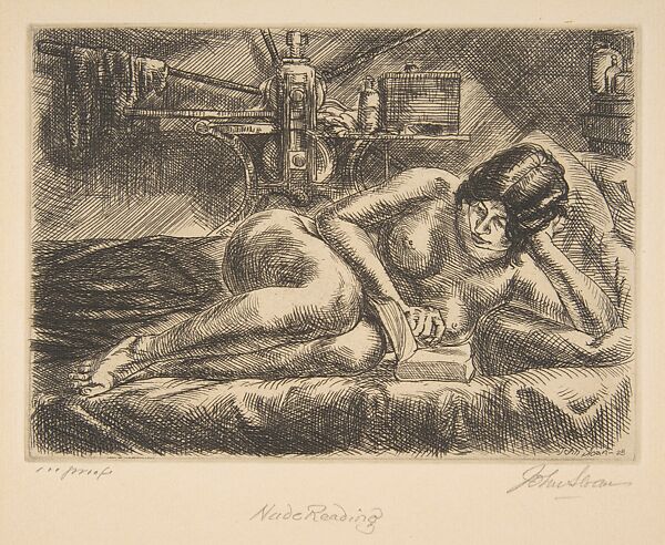 Nude Reading, John Sloan (American, Lock Haven, Pennsylvania 1871–1951 Hanover, New Hampshire), Etching 