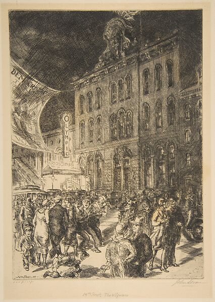 Fourteenth Street, The Wigwam, John Sloan (American, Lock Haven, Pennsylvania 1871–1951 Hanover, New Hampshire), Etching 