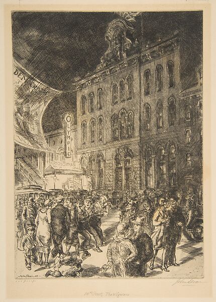 Fourteenth Street, The Wigwam, John Sloan (American, Lock Haven, Pennsylvania 1871–1951 Hanover, New Hampshire), Etching