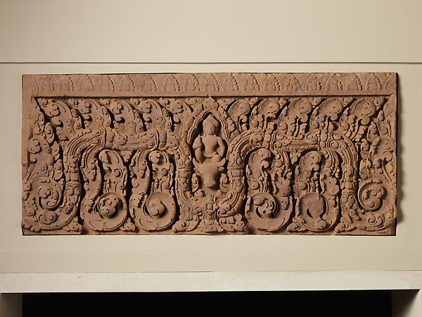 Lintel with Shiva on Nandi, Stone, Cambodia 