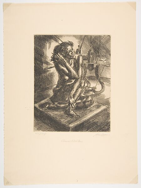 Crouching Nude and Press, John Sloan (American, Lock Haven, Pennsylvania 1871–1951 Hanover, New Hampshire), Etching