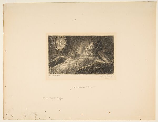 Half Nude on Elbow, John Sloan (American, Lock Haven, Pennsylvania 1871–1951 Hanover, New Hampshire), Etching and engraving
