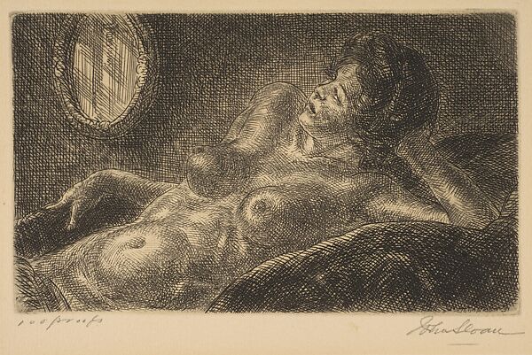 Half Nude on Elbow, John Sloan (American, Lock Haven, Pennsylvania 1871–1951 Hanover, New Hampshire), Etching and engraving 