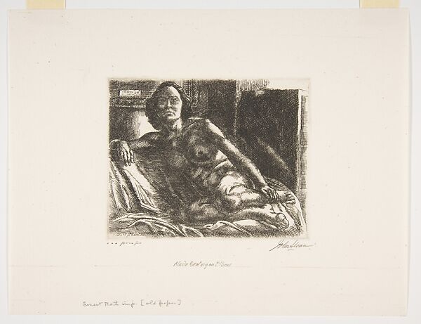 Nude Resting on Elbow, John Sloan (American, Lock Haven, Pennsylvania 1871–1951 Hanover, New Hampshire), Etching
