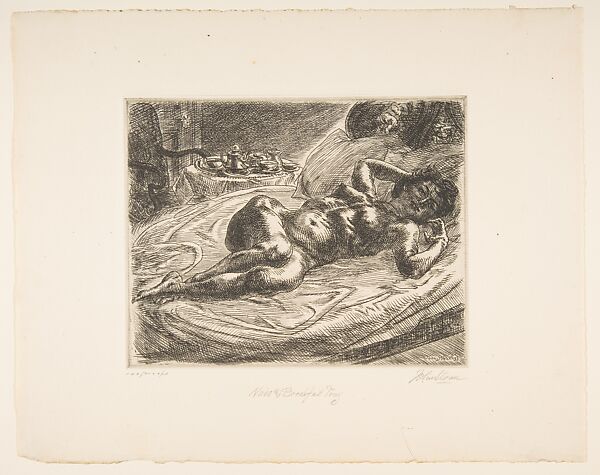 Nude and Breakfast Tray, John Sloan (American, Lock Haven, Pennsylvania 1871–1951 Hanover, New Hampshire), Etching and engraving