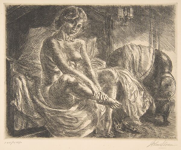 Nude at Bedside, John Sloan (American, Lock Haven, Pennsylvania 1871–1951 Hanover, New Hampshire), Etching 