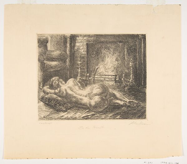 Nude on Hearth, John Sloan (American, Lock Haven, Pennsylvania 1871–1951 Hanover, New Hampshire), Etching