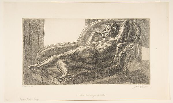 Nude on Chaise Longue by Window, John Sloan (American, Lock Haven, Pennsylvania 1871–1951 Hanover, New Hampshire), Etching and engraving