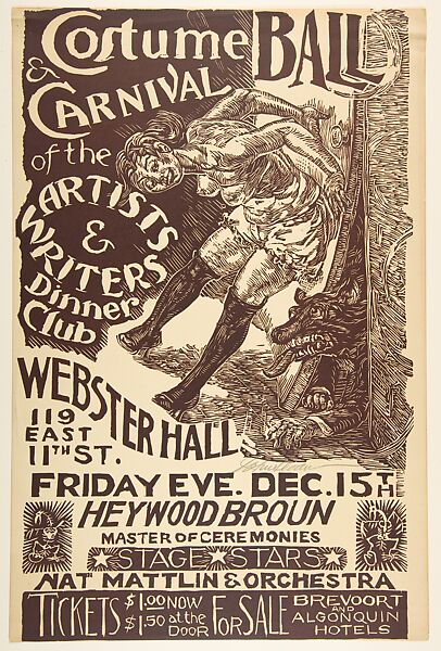 Costume Ball Poster, John Sloan (American, Lock Haven, Pennsylvania 1871–1951 Hanover, New Hampshire), Linoleum cut 