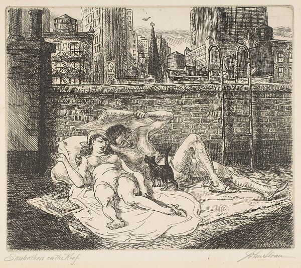 Sunbathers on the Roof, John Sloan (American, Lock Haven, Pennsylvania 1871–1951 Hanover, New Hampshire), Etching 